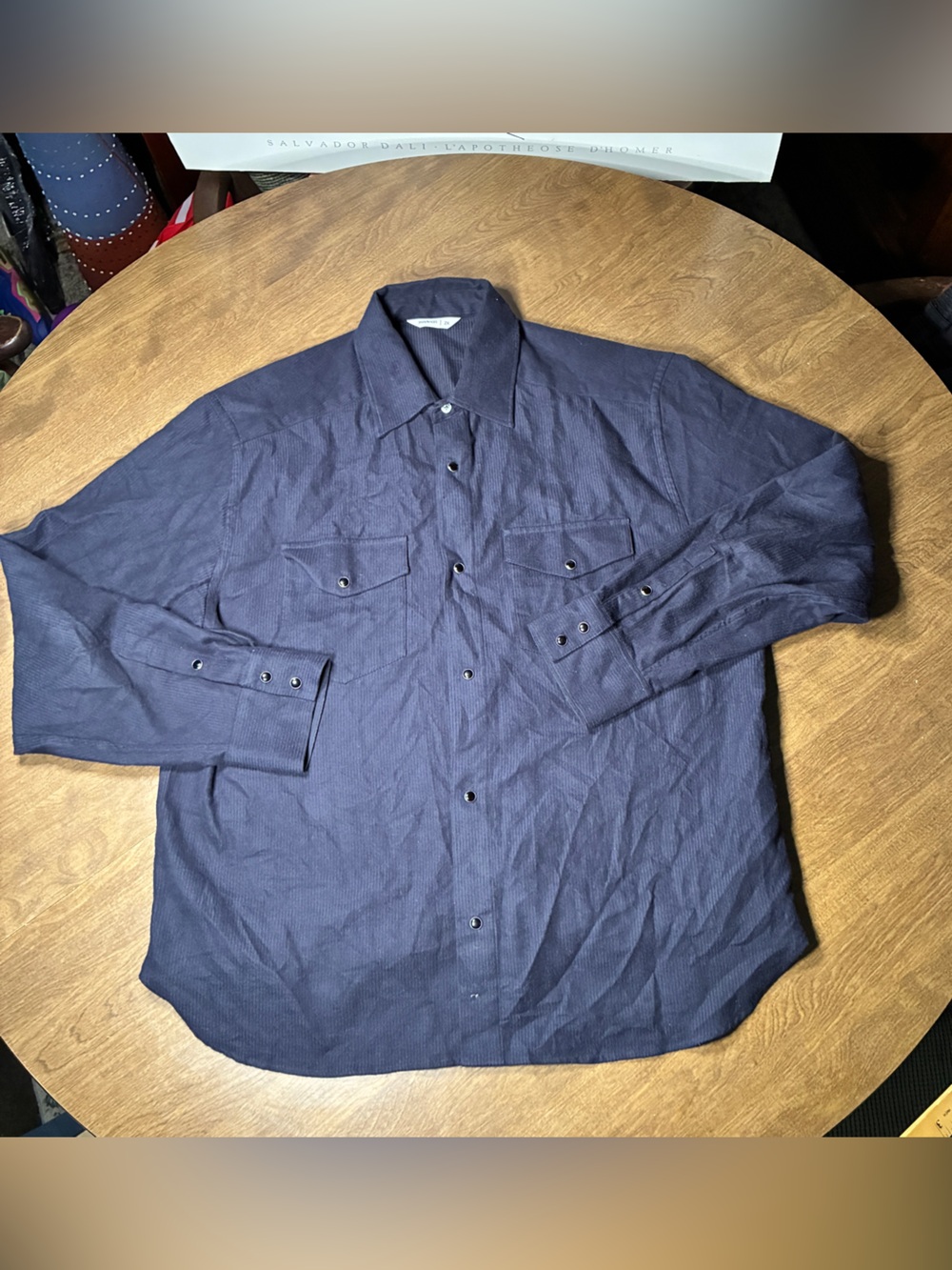 3sixteen Snap Western Shirt in Midnight Shadow Stripe Blue Men’s 2XL